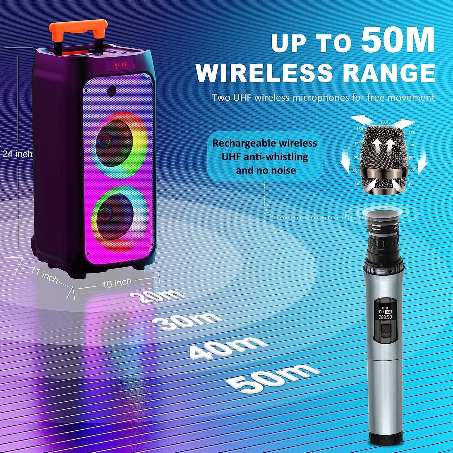 Karaoke Machine with Wireless Microphones Bluetooth Enabled